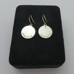 TIFFANY & CO 925 Silver Return to Tiffany Round Dangle Earrings Authentic w/ Box