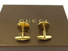 Gucci Gold Tone Metal Black Enamel GG Logo Cufflinks Price Includes US Tariff