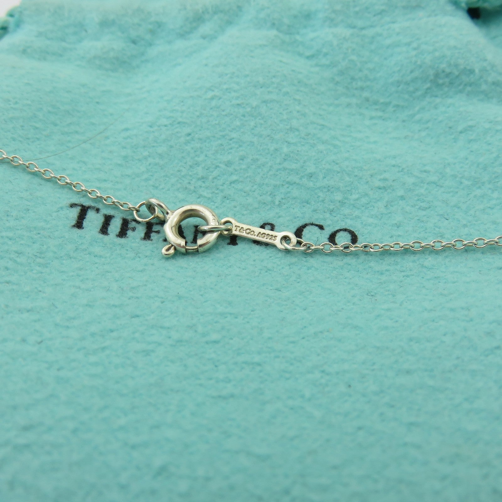 TIFFANY & CO 925 Sterling Silver Small Loving Heart Pendant Necklace