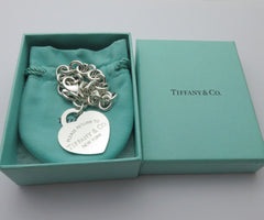 TIFFANY & CO Return to Tiffany Lg Heart 925 Silver Bracelet Authentic Pouch Box