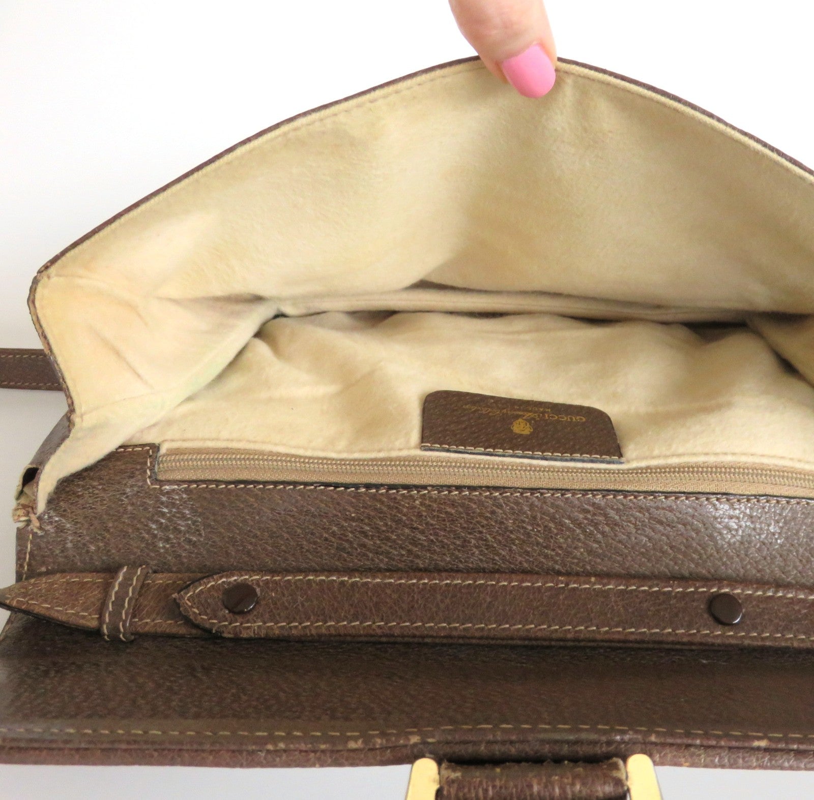 Gucci Vintage Brown GG Monogram Canvas Leather Convertible Shoulder Bag Clutch
