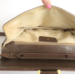 Gucci Vintage Brown GG Monogram Canvas Leather Convertible Shoulder Bag Clutch