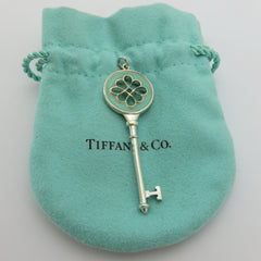 Tiffany & Co 925 Silver Blue Enamel Large Blossom Daisy Key Pendant Charm
