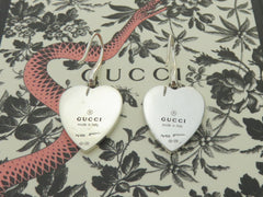 Gucci Sterling Silver Ghost Heart Dangle Earrings Price Includes US Tariff