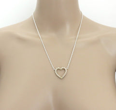 TIFFANY & CO 925 Sterling Silver 18K Gold Twist Heart Pendant Necklace Authentic