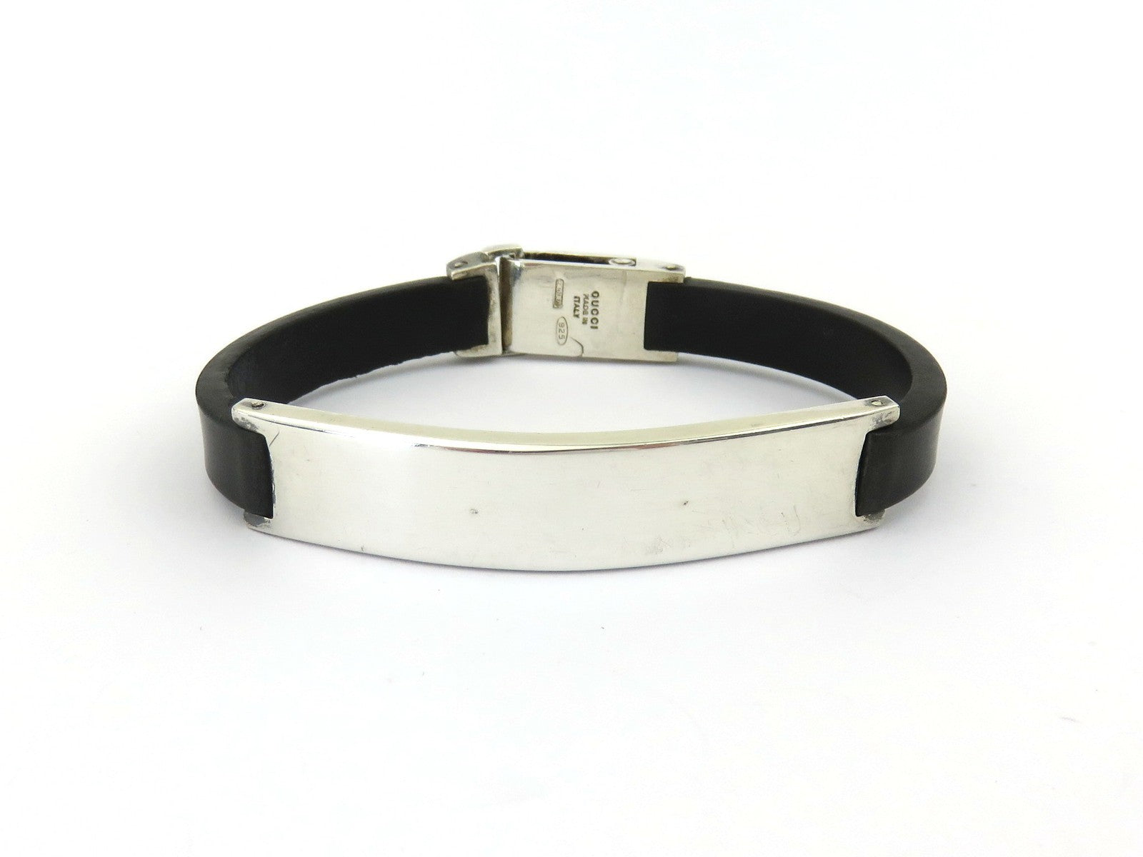 GUCCI Sterling Silver Black Rubber Bracelet Price Includes US Tariff