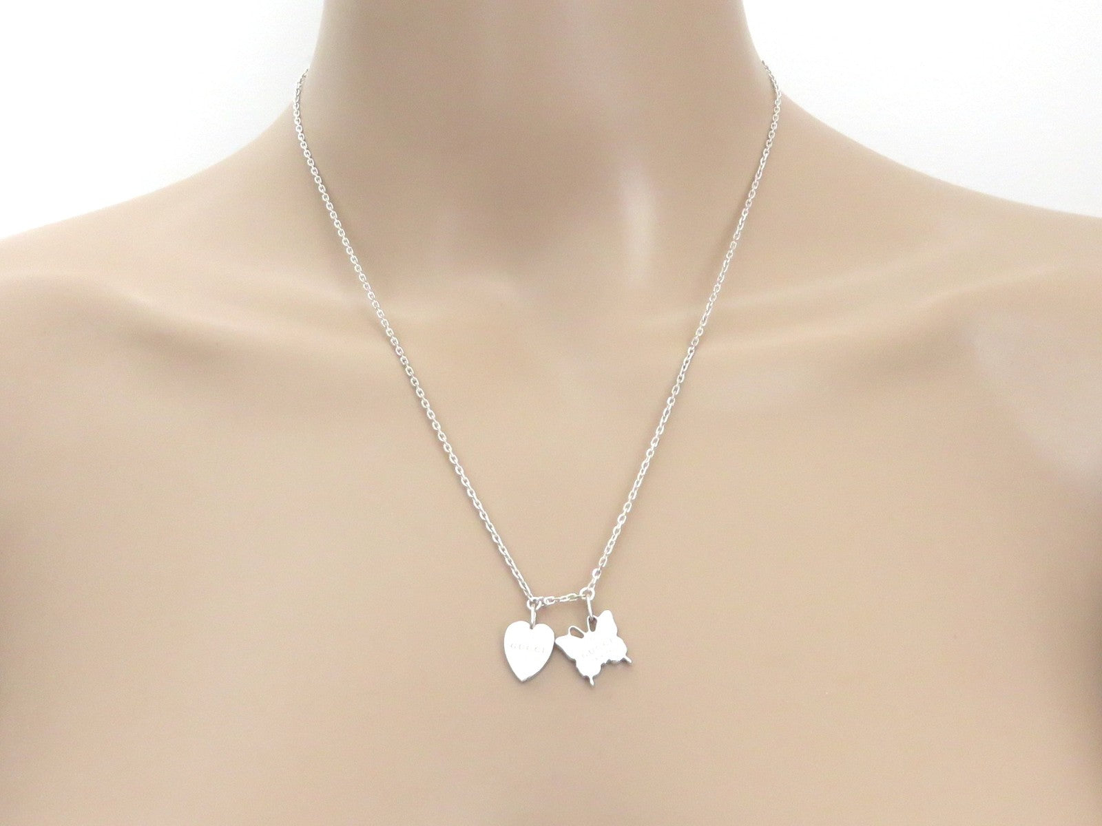 Gucci Sterling Silver Heart and Butterfly Pendant Price Includes US Tariff