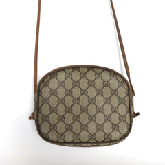 GUCCI Vintage Brown GG Monogram Canvas Leather Small Cross Body Bag Authentic
