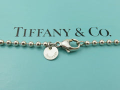 TIFFANY & CO Silver Return to Tiffany Heart Tag Long Beaded Chain Necklace