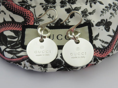 Gucci Sterling Silver Trademark Round Dangle Earrings Price Includes US Tariff