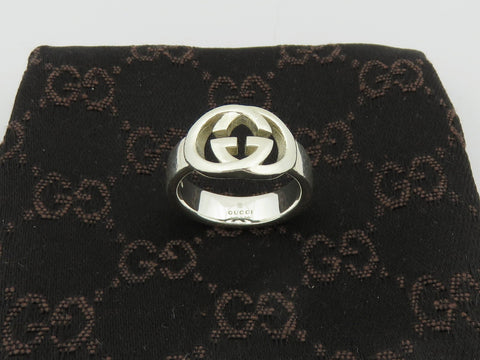 GUCCI Sterling Silver Interlocking G Ring Size 5.5 Price Includes US Tariff