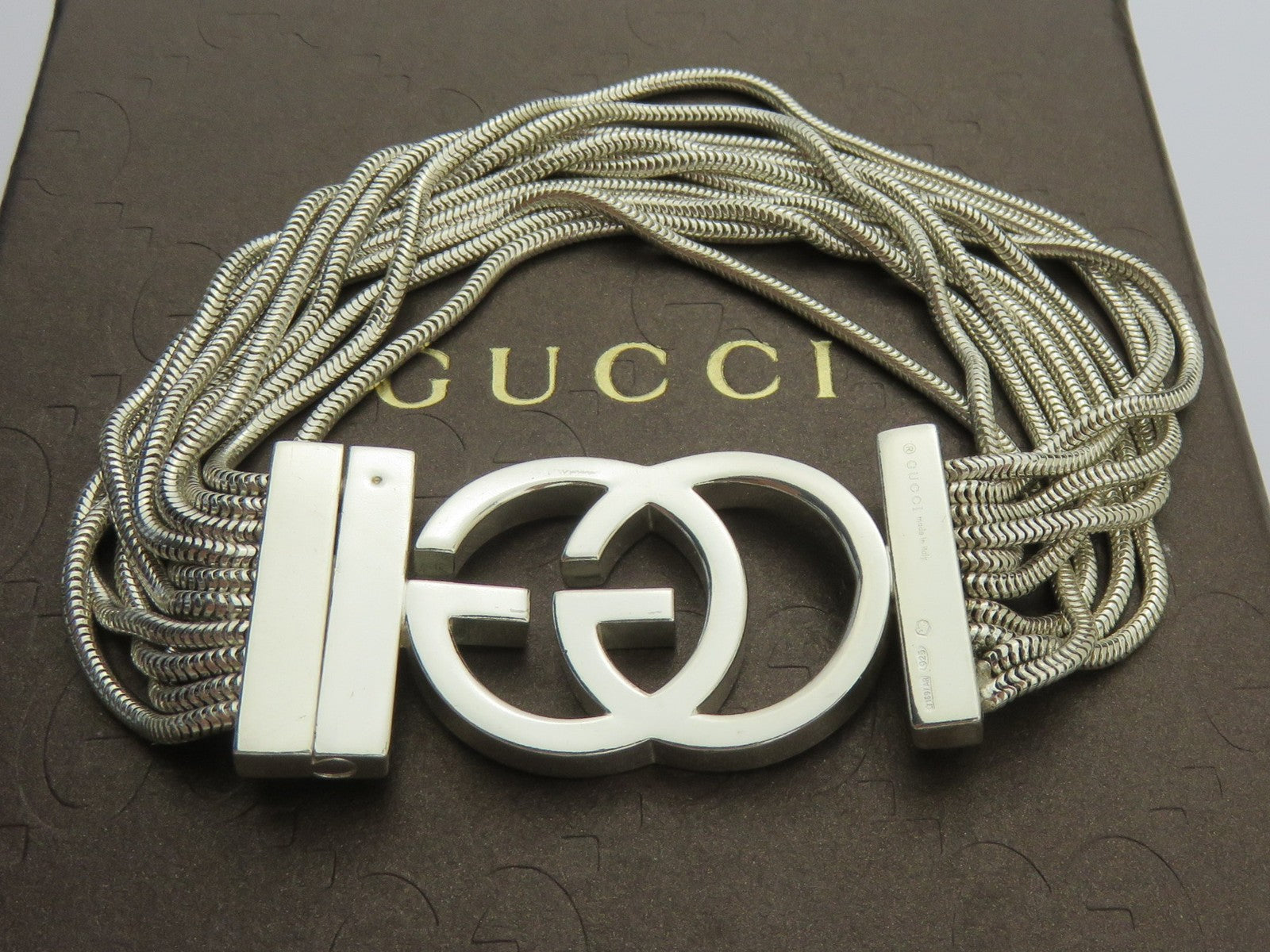 Gucci Sterling Silver GG Logo 10 Chain Bracelet Price Includes US Tariff