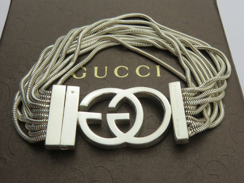 Gucci Sterling Silver GG Logo 10 Chain Bracelet Price Includes US Tariff