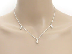 Tiffany & Co 925 Silver Three 3 Teardrop Pendant Necklace Authentic with Pouch