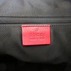 GUCCI Grey Red GG Monogram Canvas Leather Shoulder Bag Handbag Purse Authentic