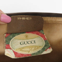 Gucci Vintage Brown GG Monogram Canvas Leather Unisex Clutch Bag Authentic Italy