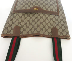 GUCCI GG Monogram Canvas Leather Large Brown Tote Shoulder Bag Authentic Italy