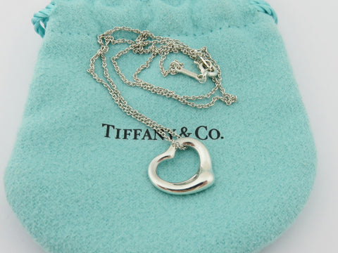 TIFFANY & CO Sterling Silver Small Open Heart Pendant Price Includes US Tariff