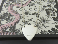 Gucci Sterling Silver Trademark Heart Pendant Necklace Price Includes US Tariff