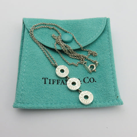 TIFFANY & CO 1837 Triple Circle Pendant Necklace 925 Sterling Silver Authentic