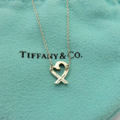 TIFFANY & CO 925 Sterling Silver Small Loving Heart Pendant Necklace