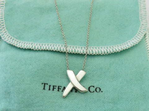 TIFFANY & CO Sterling Silver Kiss X Pendant Necklace Price Includes US Tariff