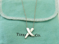 TIFFANY & CO Sterling Silver Kiss X Pendant Necklace Price Includes US Tariff