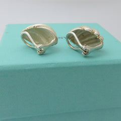 TIFFANY & CO 925 Silver 18K Gold Twist Rope Clip On Earrings with Velvet Box