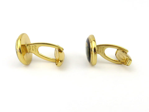 Gucci Gold Tone Metal Black Enamel GG Logo Cufflinks Price Includes US Tariff