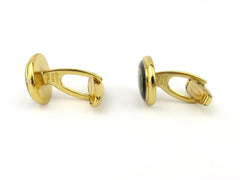 Gucci Gold Tone Metal Black Enamel GG Logo Cufflinks Price Includes US Tariff