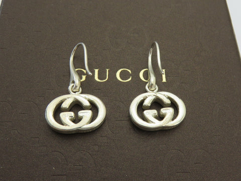 Gucci Sterling Silver Interlocking G Dangle Earrings Price Includes US Tariff