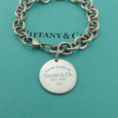 TIFFANY & CO 925 Silver Return to Tiffany Round Bold Link Bracelet w/ Pouch Bag