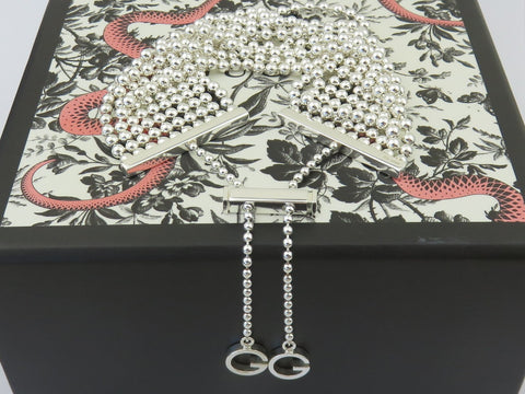 Gucci Sterling Silver 10 Beaded Chain GG Logo Bracelet Price Includes US Tariff