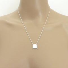 Gucci 925 Sterling Silver Mini Square Tag Unisex Pendant Necklace Made in Italy