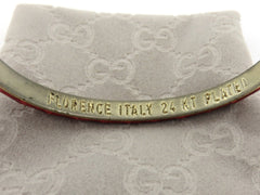 GUCCI Red Leather 24KT Gold Plated Metal GG Bangle Price Includes US Tariff