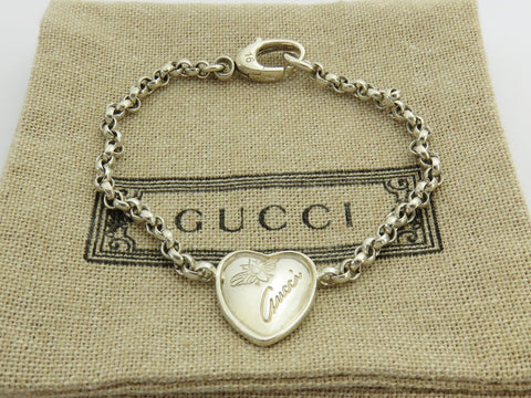 Gucci Sterling Silver Heart Butterfly Bracelet Price Includes US Tariff