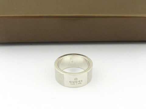 GUCCI Sterling Silver Trademark Band Logo Ring Size 5 Price Includes US Tariff