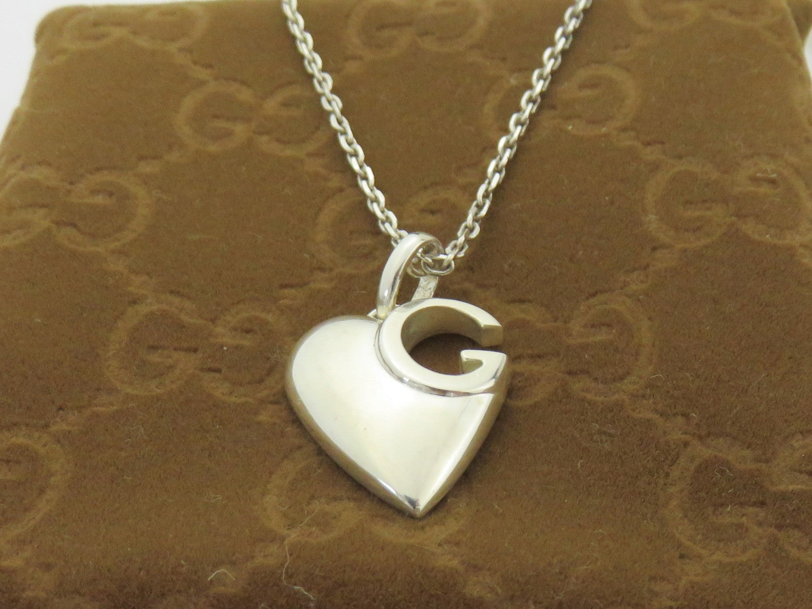 Gucci Sterling Silver Heart G Logo Pendant Necklace Price Includes US Tariff