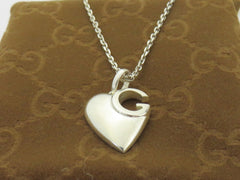 Gucci Sterling Silver Heart G Logo Pendant Necklace Price Includes US Tariff