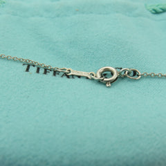 TIFFANY & CO 925 Sterling Silver Diamond Kiss Bar Pendant Necklace with Pouch