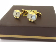 Givenchy Gold Silver Tone Meta Oval Logo Cufflinks