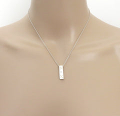 TIFFANY & CO 925 Sterling Silver Diamond Kiss Bar Pendant Necklace with Pouch