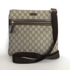 GUCCI Brown GG Monogram Canvas Leather Unisex Cross Body Bag Purse Authentic