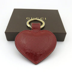 Gucci Red Patent Leather Heart Keyring Bag Charm Authentic with Box Pouch