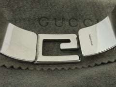 GUCCI Golden Brown Leather Metal G Logo Bangle Bracelet Price Includes US Tariff