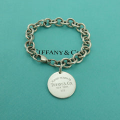 TIFFANY & CO 925 Silver Return to Tiffany Round Bold Link Bracelet w/ Pouch Bag
