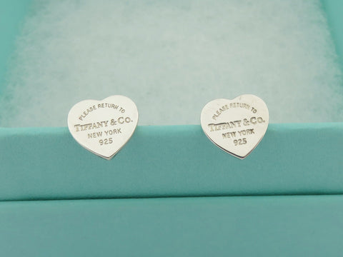TIFFANY & CO Sterling Silver Return to Tiffany Heart Tag Earrings