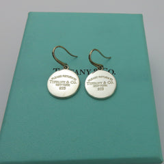 TIFFANY & CO 925 Silver Return to Tiffany Round Dangle Earrings Authentic w/ Box
