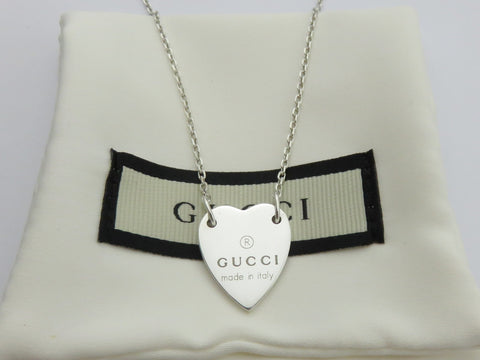 Gucci Sterling Silver Trademark Heart Tag Pendant Price Includes US Tariff
