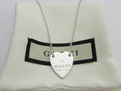 Gucci Sterling Silver Trademark Heart Tag Pendant Price Includes US Tariff